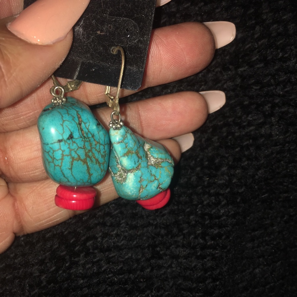 Custom Handmade coral and turquoise earrings